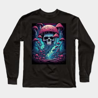 Skull Crystals Mushroom Cottagecore Aesthetic Goblincore Long Sleeve T-Shirt